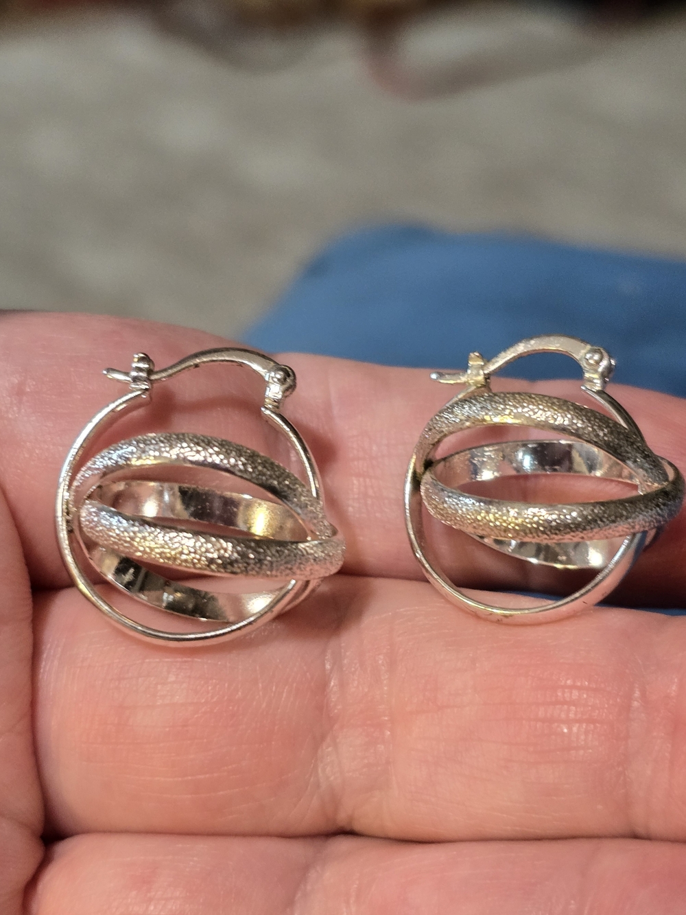 Silver Textured Orb Hoop Earrings - Women's Jewelry